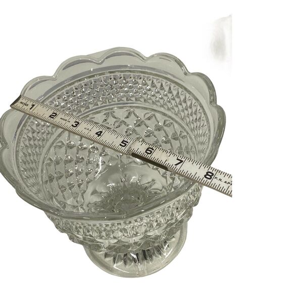 Vintage Anchor Hocking Crystal Wexford Glass Centerpiece Footed Bowl - Picture 6 of 12
